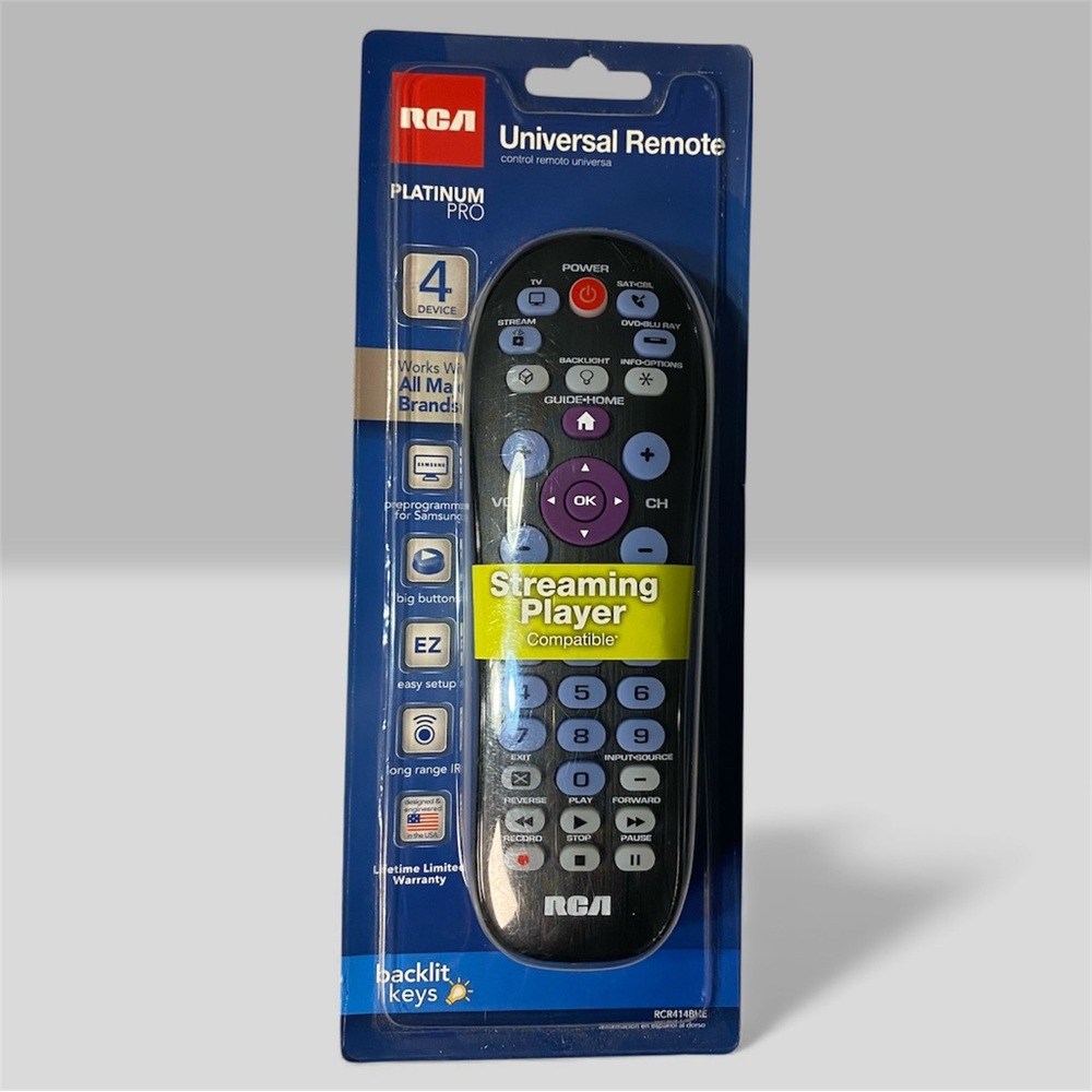 RCA Universal Remote Platinum Pro Backlit Keys RCR414BHE Black